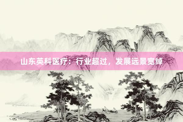 山东英科医疗：行业超过，发展远景宽绰