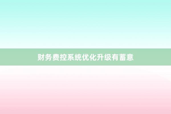 财务费控系统优化升级有蓄意